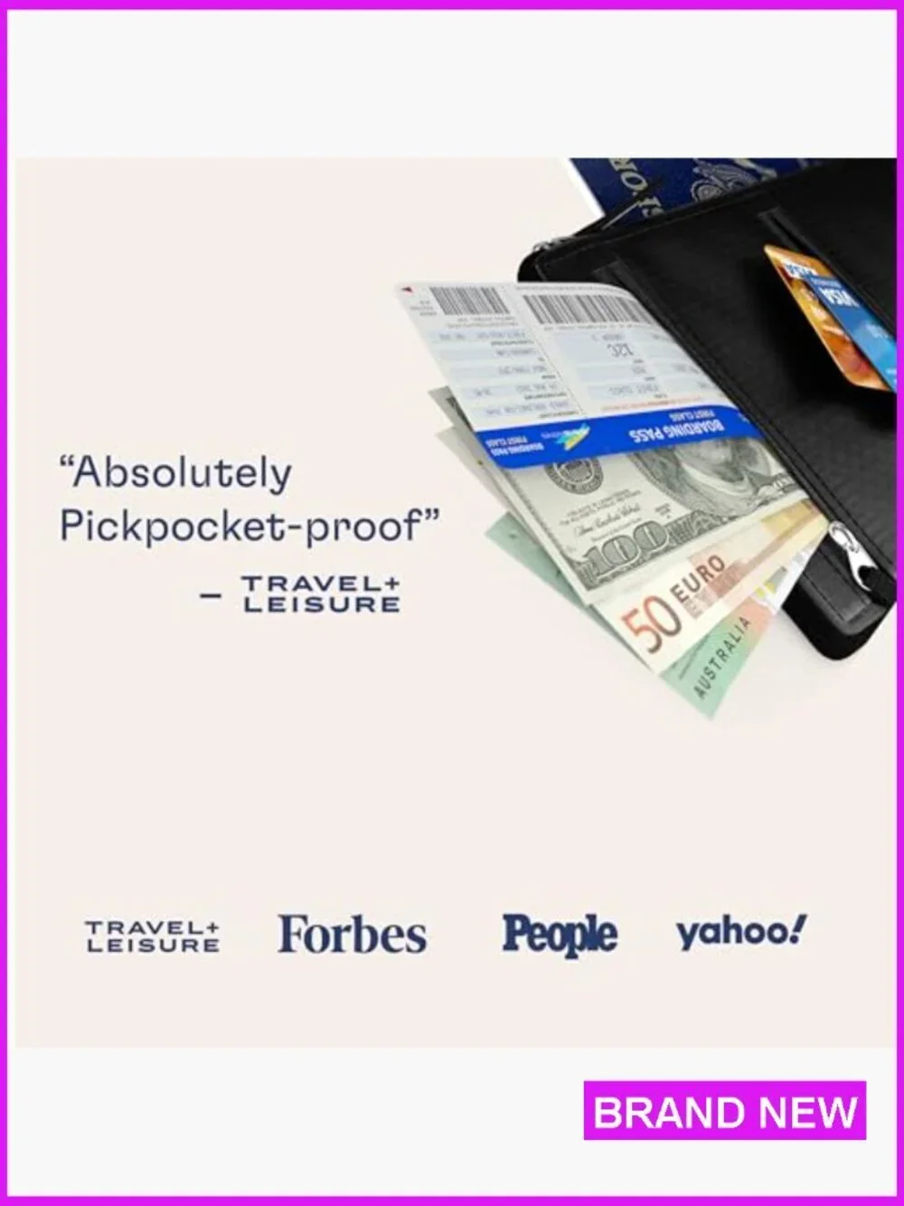 RFID Travel Wallet Neck Belt Hybrid Passport Holder Secure Anti-Theft